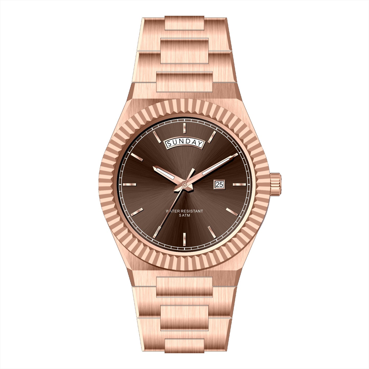 AURIXA BR – Men’s Rose Gold Chocolate Brown Dial Elegant Fashion Watch