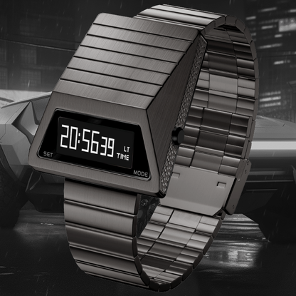 ROBLER 38 Stainless Steel Digital Retro Watch for Men and Women Tech Future Style Racing Wristwatch ROMANO GIRALDI