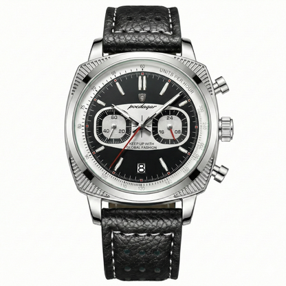 Giorgio Mareno Zelvorin men's luxury chronograph watch with tachymeter bezel, stainless steel band, and detailed dial.