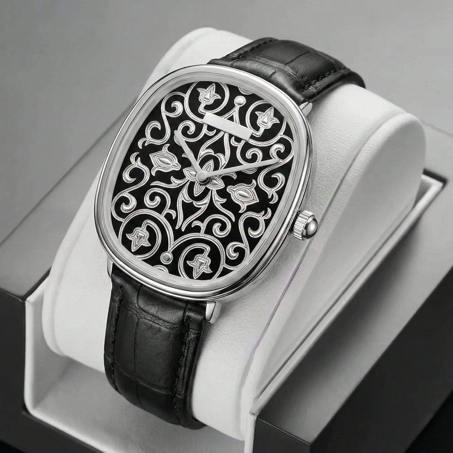 NEVTRON – Men's Vintage Flower Dial Leather Strap Watch GIORGIO MARENO