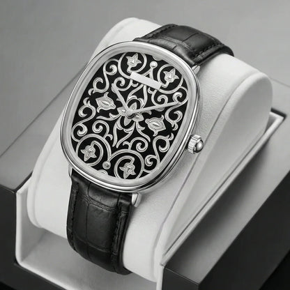 NEVTRON – Men's Vintage Flower Dial Leather Strap Watch GIORGIO MARENO