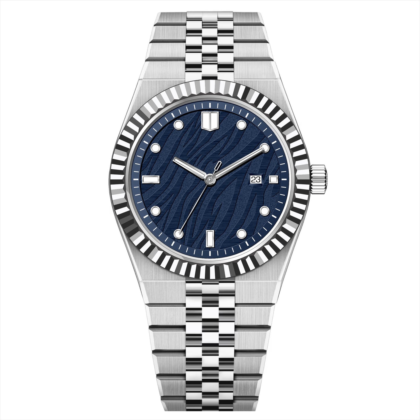 KAIROS – Men’s Luxury Silver Case Deep Blue Wave Dial Watch