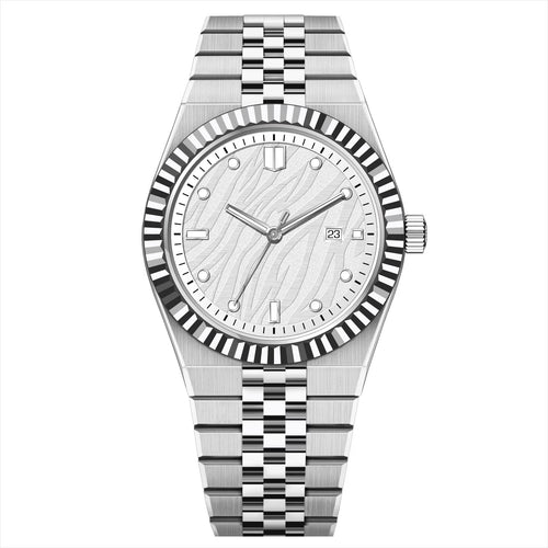 KAIROS – Men’s Luxury Silver Case White Wave Dial Watch