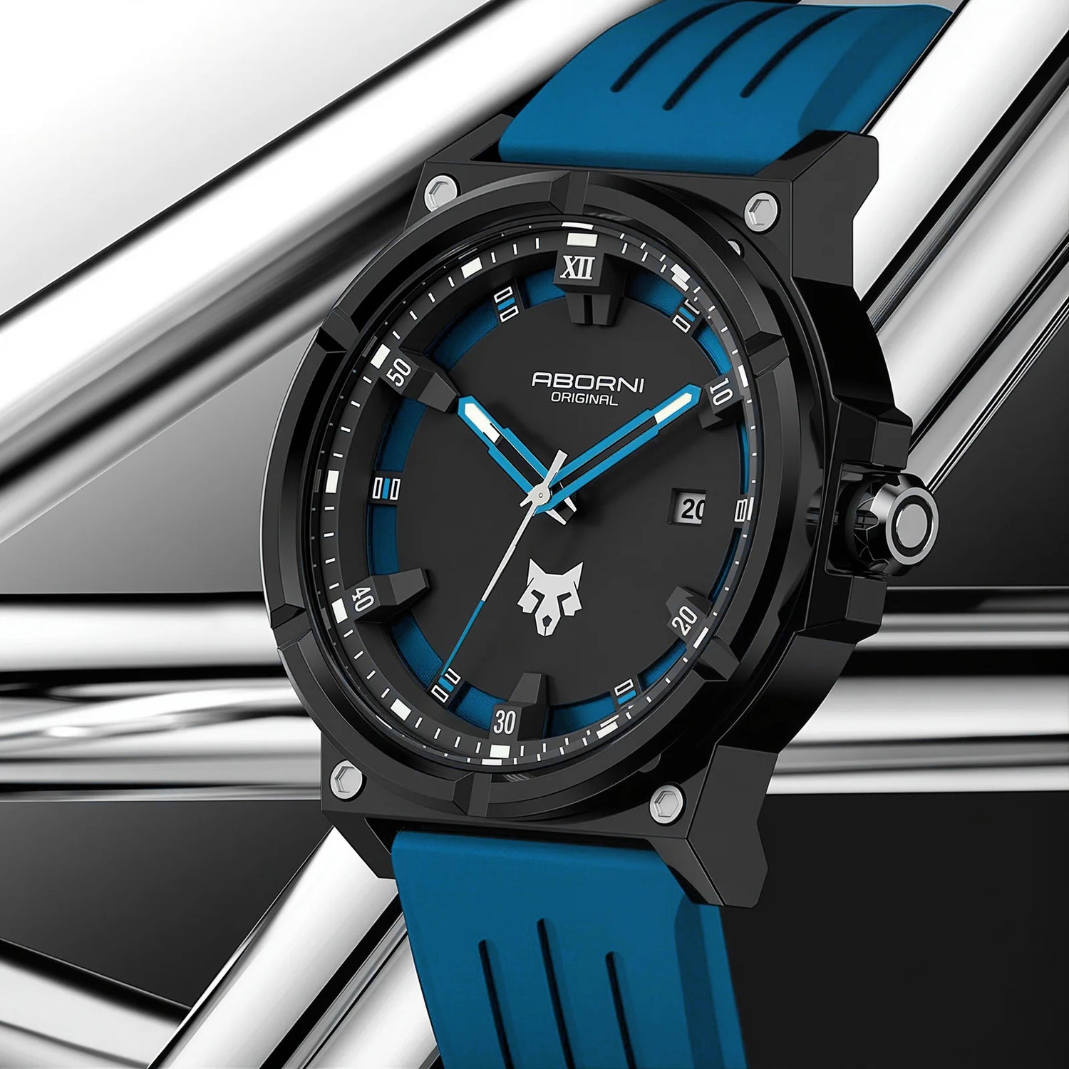 Men’s tactical sport watch by Gregor Palmer with silicone band, featuring durable design and multiple functions on the watch face.