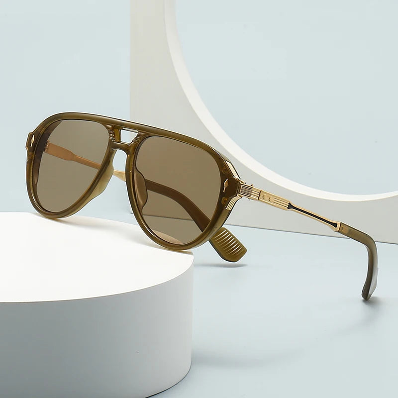 New European and American Style Men's Aviator Glasses, Retro Double-Bridge Square Frame Sunglasses, Cross-Border Wholesale in Stock 6052 GIORGIO MARENO