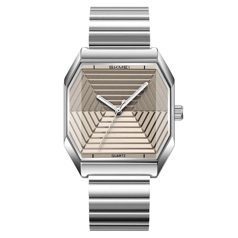 SKMEI 9393 Fashion Quartz Watch Unique Design Stainless Steel Men's Wristwatches Elegant Watches for Men relógios masculino MARTINO VALENTI