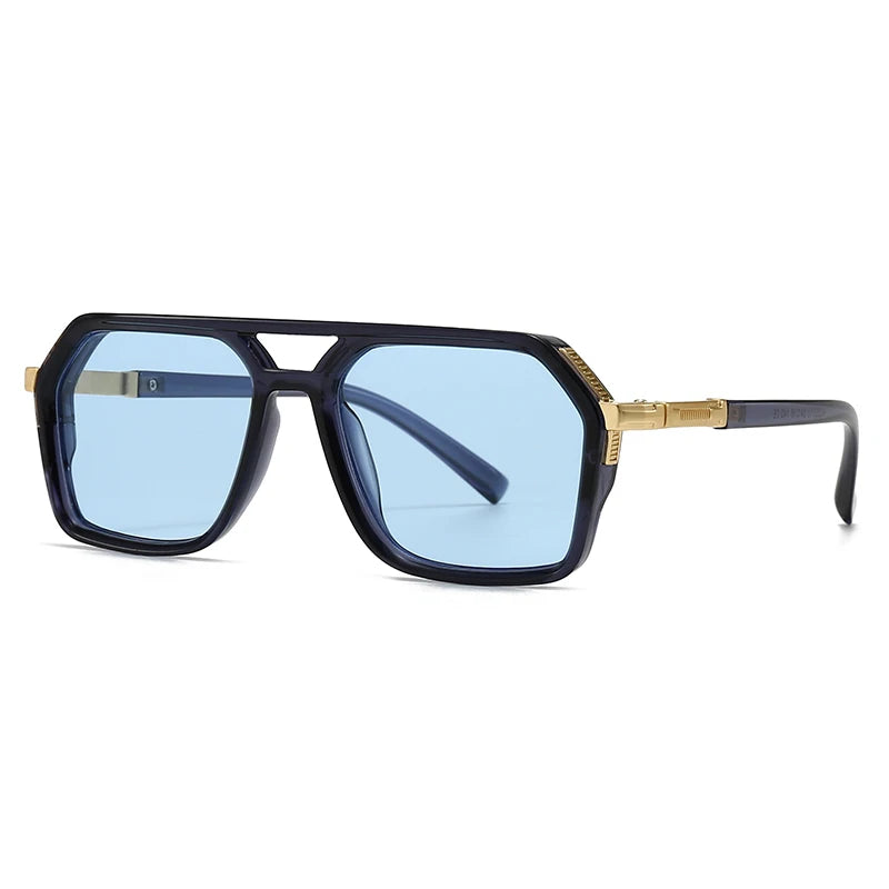 New European and American Style Men's Aviator Glasses, Retro Double Bridge Square Frame Sunglasses, Cross-Border Ready 62013 GIORGIO MARENO