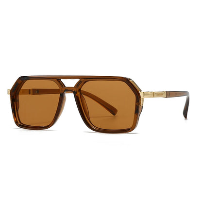 New European and American Style Men's Aviator Glasses, Retro Double Bridge Square Frame Sunglasses, Cross-Border Ready 62013 GIORGIO MARENO