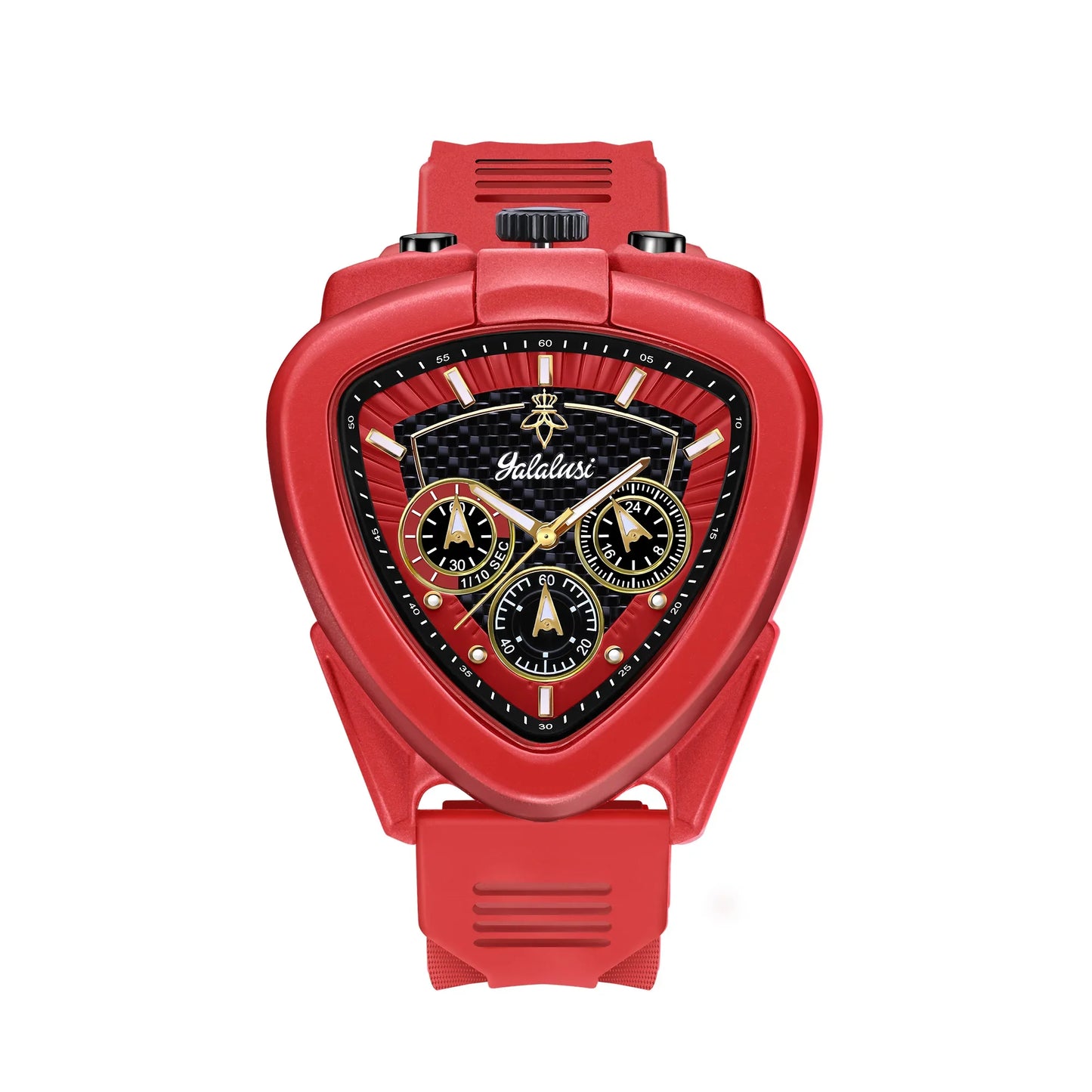 Giorgio Mareno KALYRON men's luxury sport chronograph watch with multi-function dial, black strap, and stainless steel case.