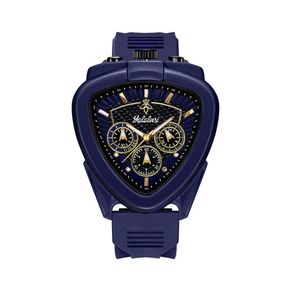 Giorgio Mareno KALYRON men's luxury sport chronograph watch with multi-function dial, stainless steel case, and black leather strap.