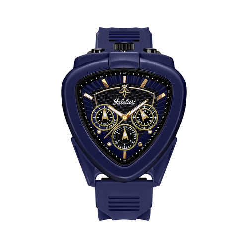 Giorgio Mareno KALYRON men's luxury sport chronograph watch with multi-function dial, stainless steel case, and black leather strap.