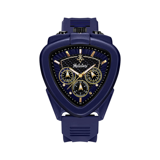 Giorgio Mareno KALYRON men's luxury sport chronograph watch with multi-function dial, stainless steel case, and black leather strap.