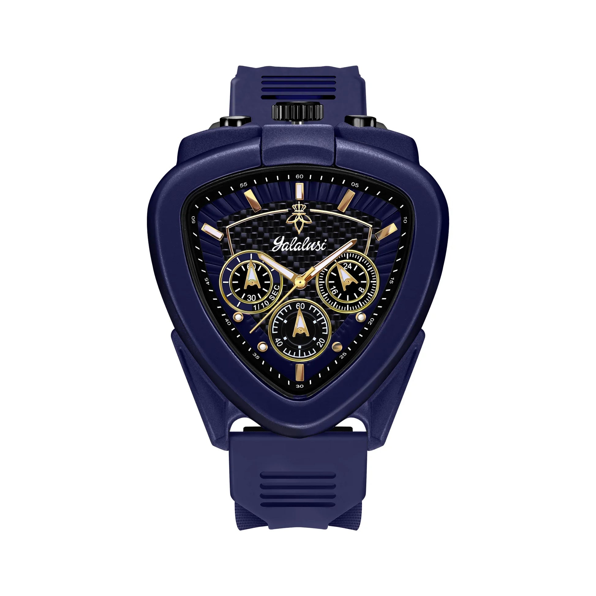Giorgio Mareno KALYRON men's luxury sport chronograph watch with multi-function dial, stainless steel case, and black leather strap.