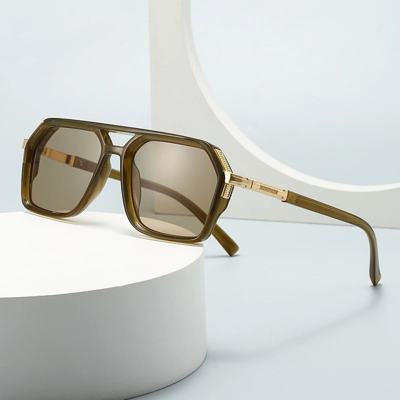 New European and American Style Men's Aviator Glasses, Retro Double Bridge Square Frame Sunglasses, Cross-Border Ready 62013 GIORGIO MARENO