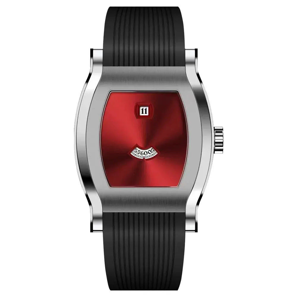 Giorgio Mareno men's futuristic designer watch with black silicone strap and sleek digital display, modern and stylish accessory.