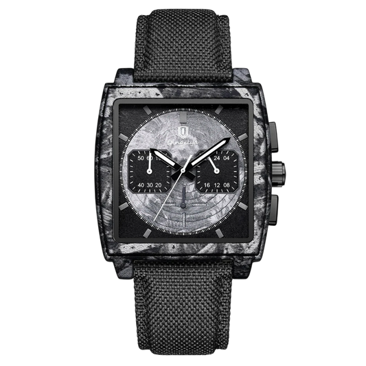 Giorgio Mareno Ecliptic men's sport watch with chronograph function, black dial, stainless steel case, and sporty design.