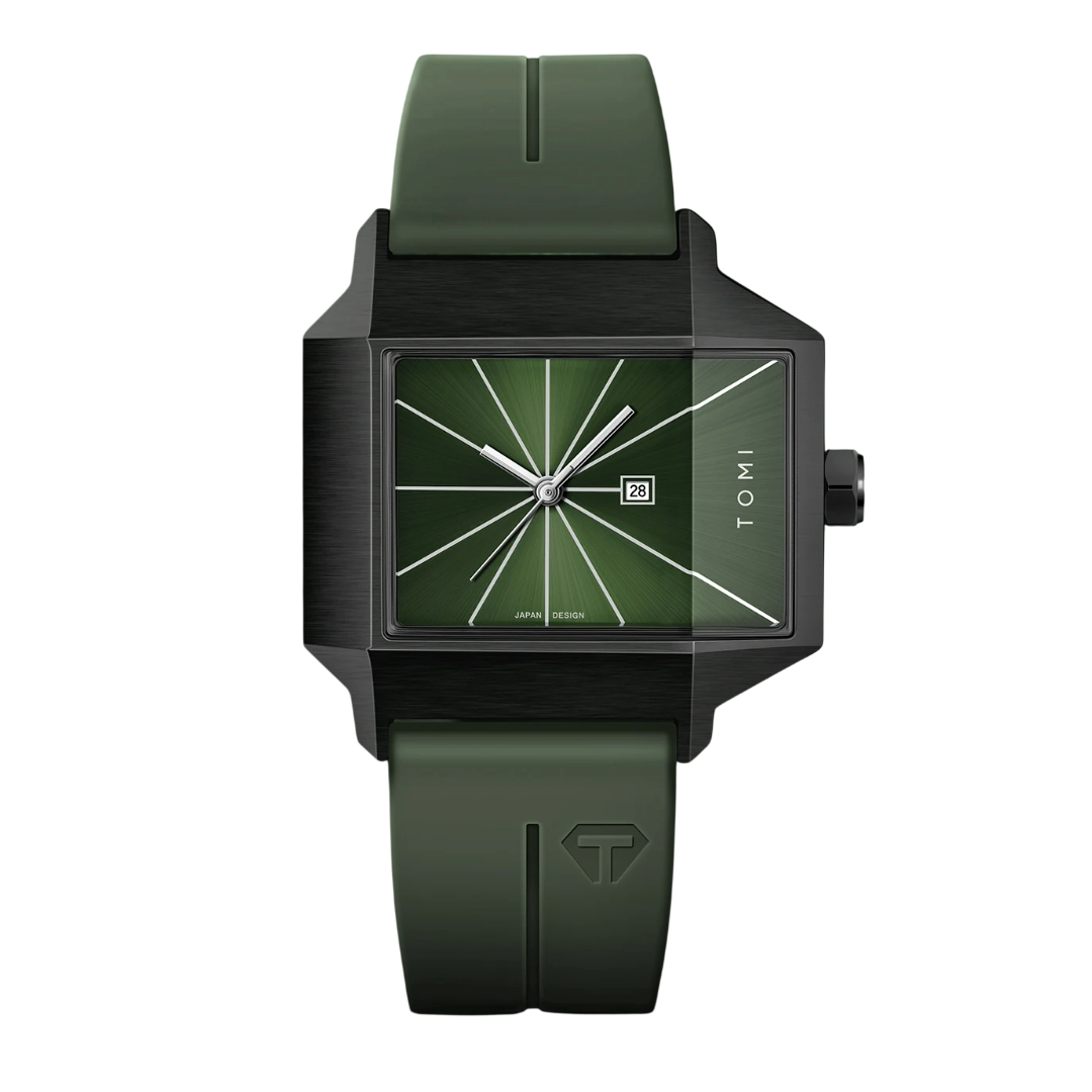 Men’s designer square dial watch with minimalist face by GIORGIO MARENO, featuring a sleek, modern design and clean lines.