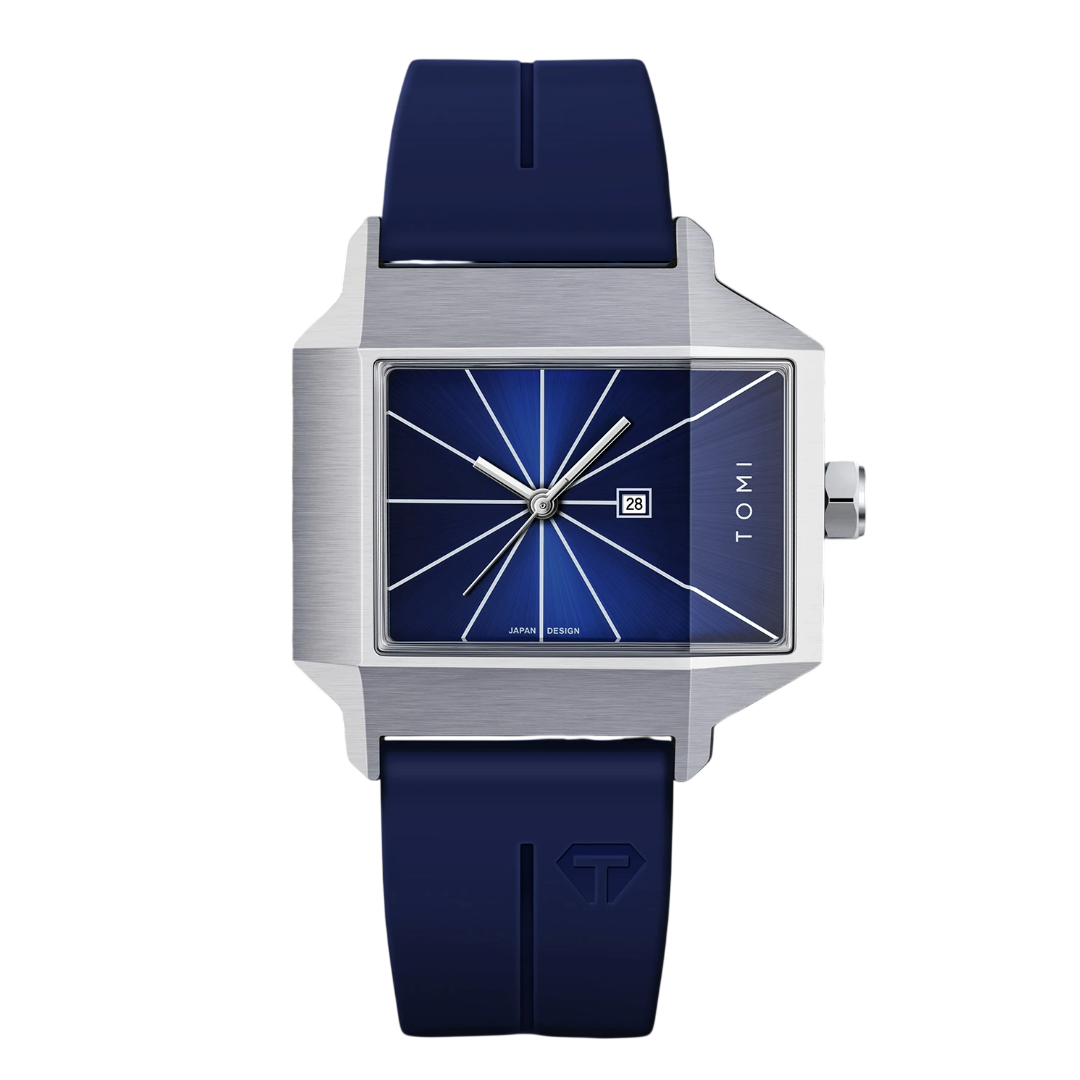 Men’s Giorgio Mareno GRAVONX square dial watch with minimalist face, black strap, and sleek design.