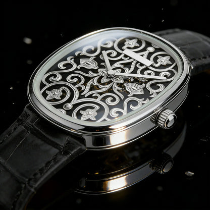 NEVTRON – Men's Vintage Flower Dial Leather Strap Watch GIORGIO MARENO